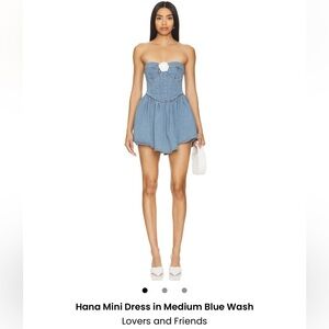 Lovers and Friends Hana Mini Dress in Medium Blue Wash NWT